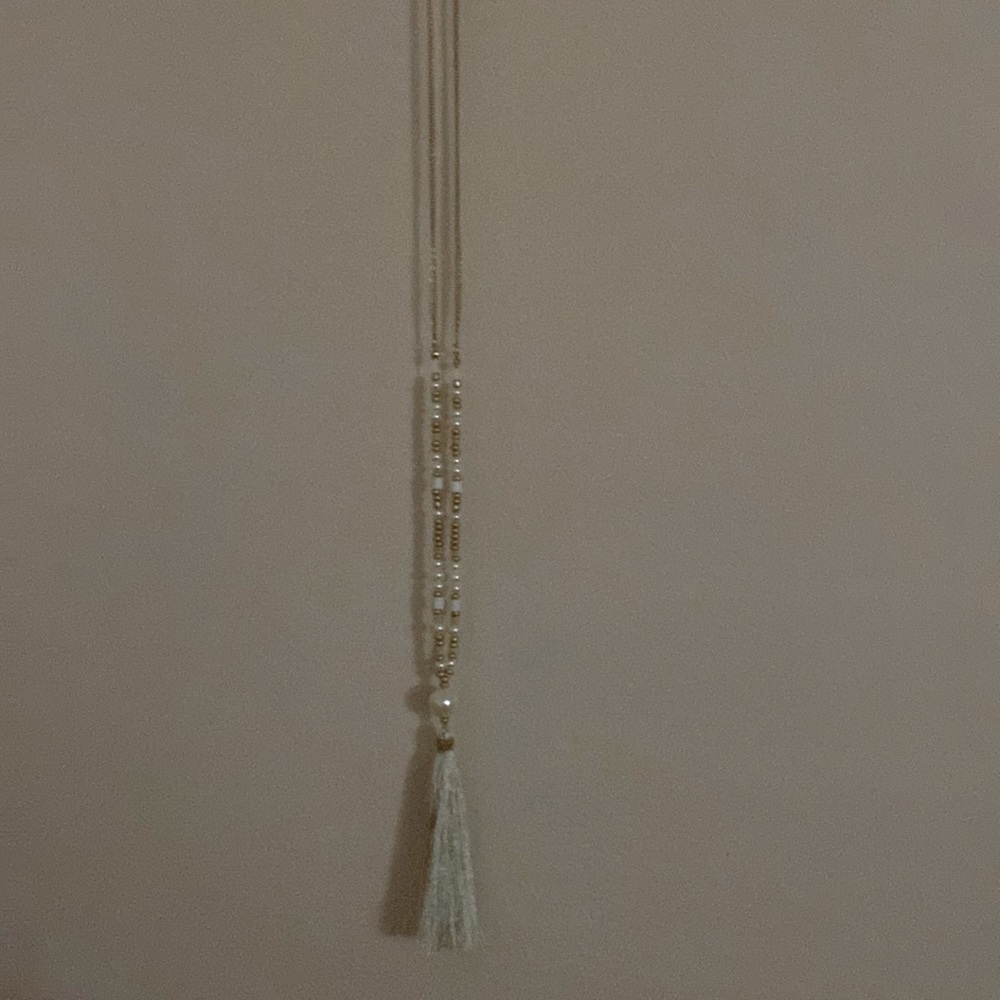 Gold and pearl tassel necklace